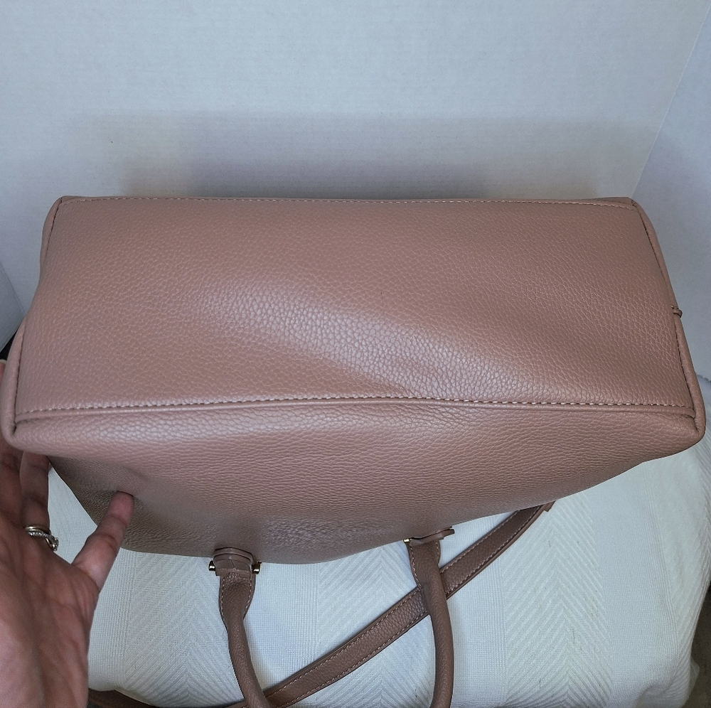 Miztique Vegan Leather Tote Bag Satchel Crossbody 3 Compartment Pink Blush Gold - Picture 13 of 16